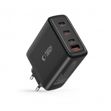 Tinklo įkroviklis 220V 3xUSB C + USB 5A 100W greito krovimo (QC 3.0) juodas (black) Tech-Protect NC100W